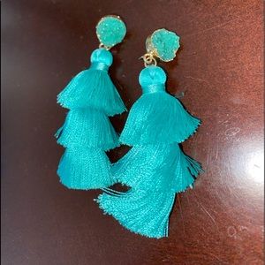 Turquoise curtain earrings
